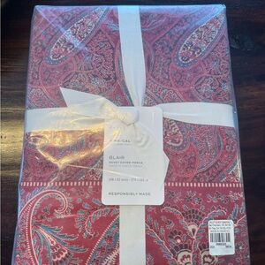 Pottery Barn Blair Red Paisley Duvet Cover King Size Brand New in Package